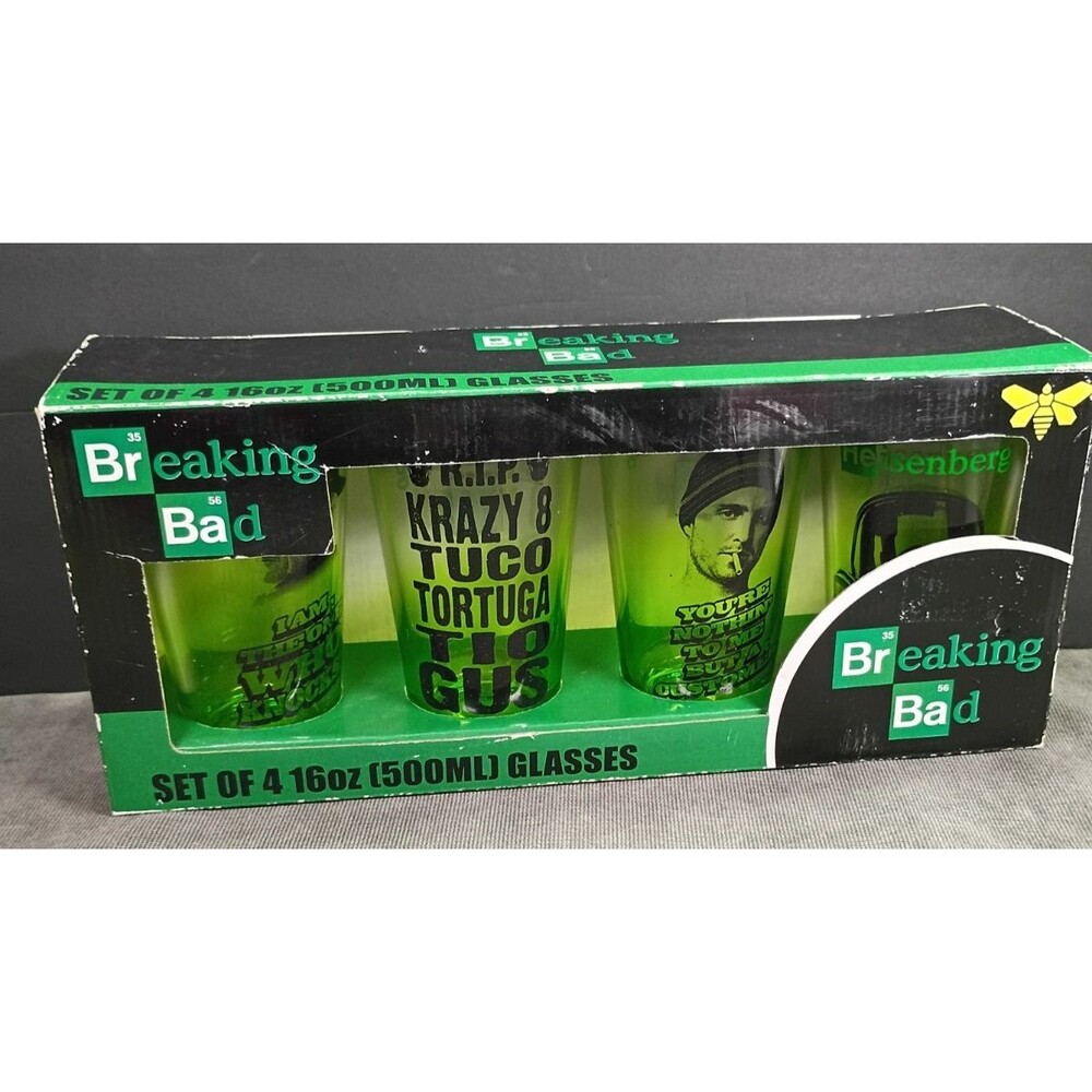 NEW Set Of 4 Breaking Bad 16 Oz Pint Glasses - GREAT GIFT Just Funky